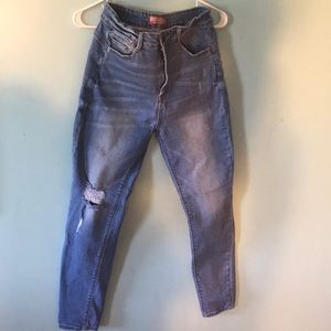 Light wash distressed skinny jeans